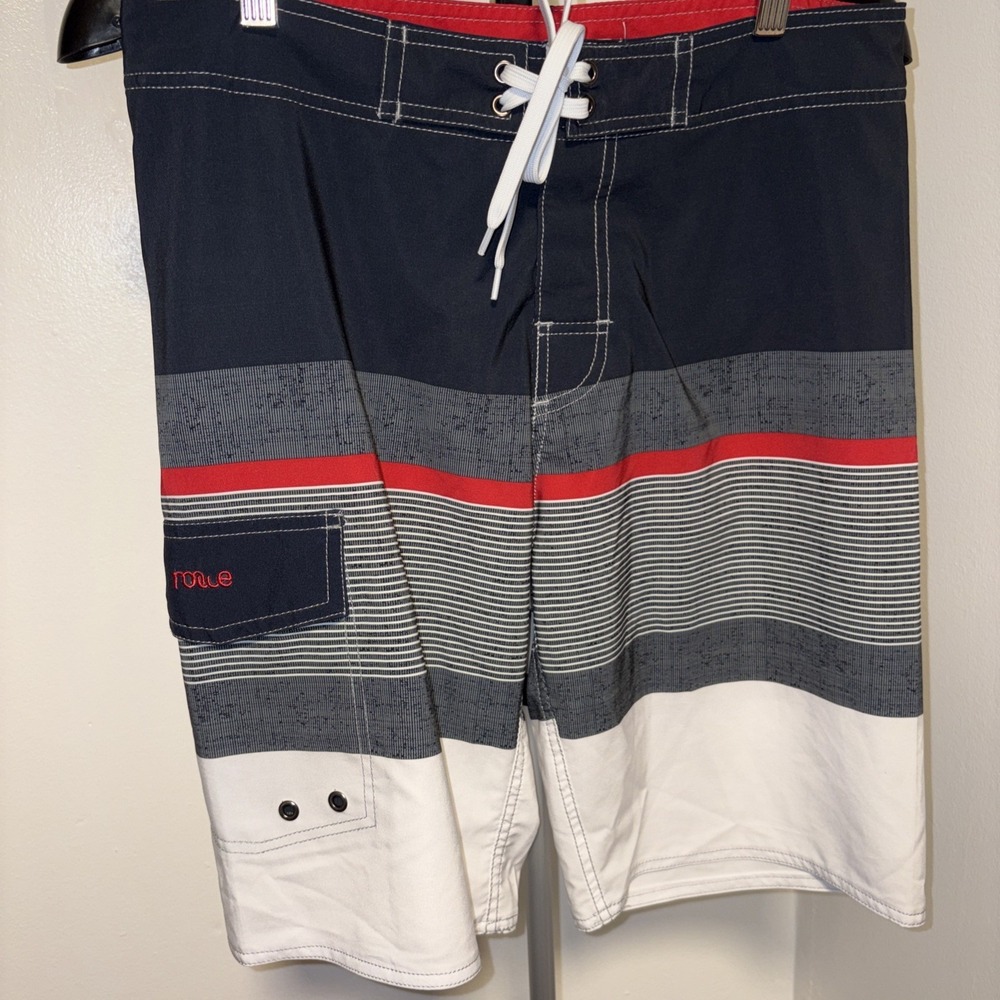 Nonwe Swim Trunks Mens Size 30 Board Shorts Multicolor Stripe Pocket